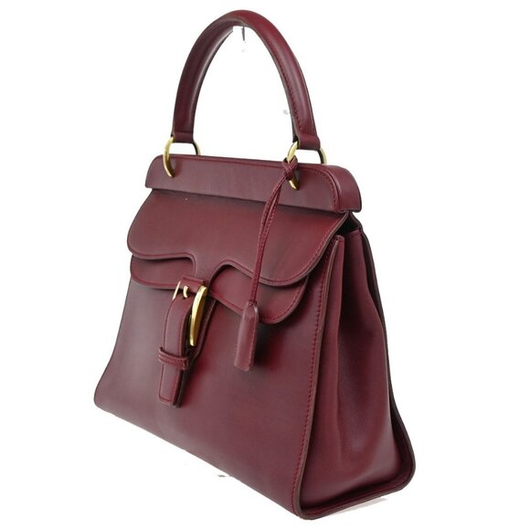 GUCCI Logo Top Handle Shoulder Hand Bag Leather Red GHW Italy - Picture 2 of 16